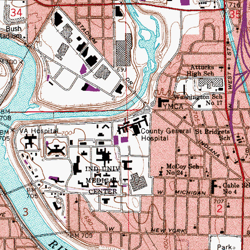 Topographic Map of Myers Building, IN