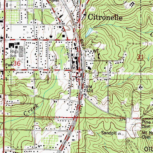 Topographic Map of Citronelle City Fire Department, AL