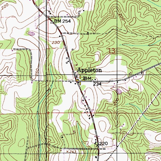Topographic Map of Appleton Volunteer Fire Department, AL
