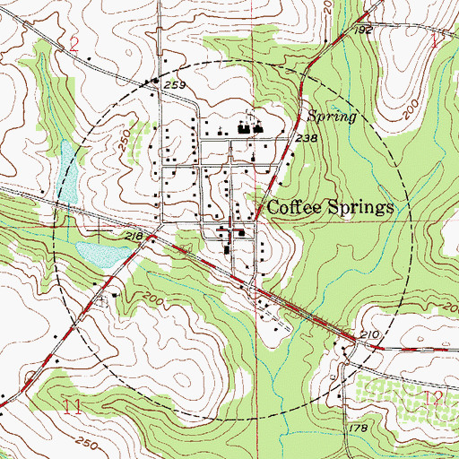 Topographic Map of Coffee Springs Volunteer Fire Department, AL