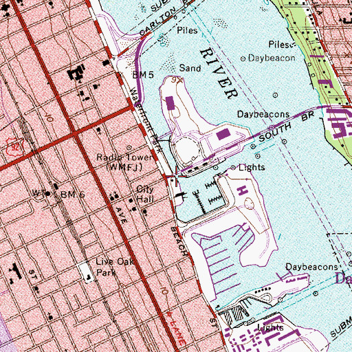 Topographic Map of Daytona Beach Fire Department Station 1, FL