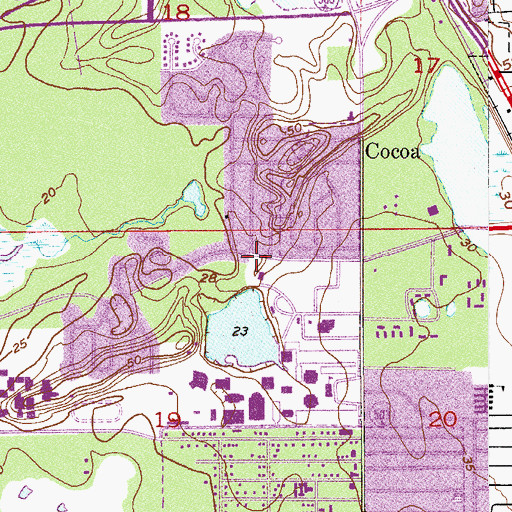 Topographic Map of Cocoa Fire Department Station 3, FL