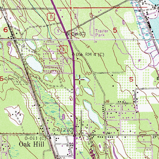 Topographic Map of Volusia County Fire Services Station 22 Oak Hill, FL