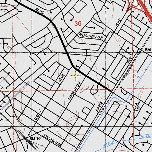Topographic Map of Silva School, CA