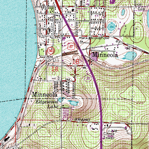 Topographic Map of City of Minneola Fire and Rescue Department, FL