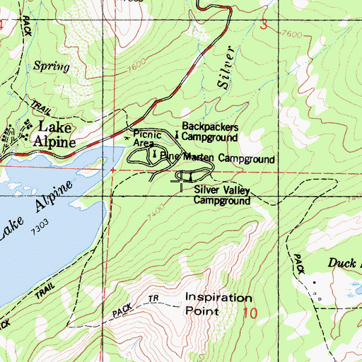 Topographic Map of Silver Valley Campground, CA