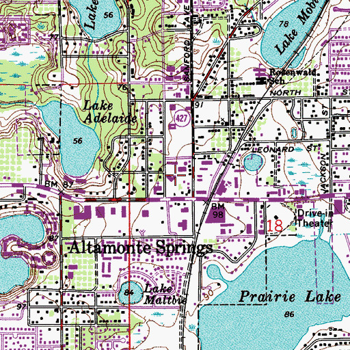 Topographic Map of Altamonte Springs Police Department, FL