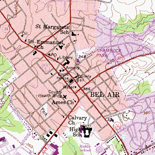 Topographic Map of Harford County Sheriff's Office, MD