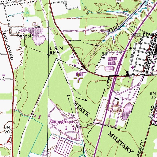 Topographic Map of Virginia Beach Fire and Emergency Medical Services Training Center, VA