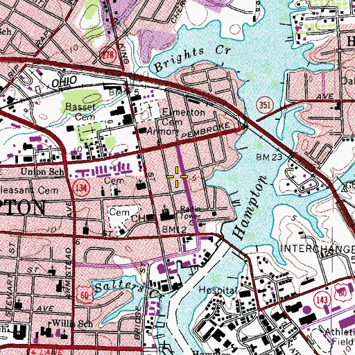Topographic Map of Hampton City Division of Fire and Rescue Administration, VA
