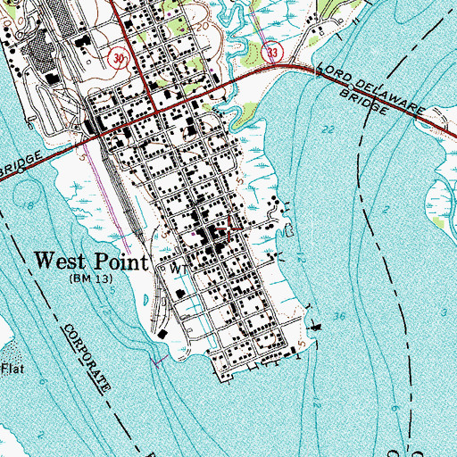 Topographic Map of West Point Volunteer Fire Department and Rescue Squad, VA