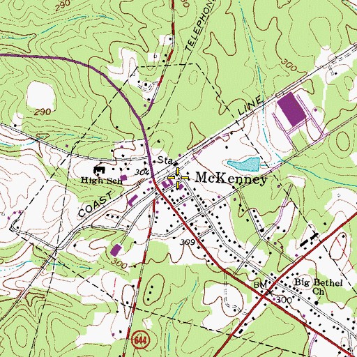 Topographic Map of McKenney Fire Department Fire Marshal, VA