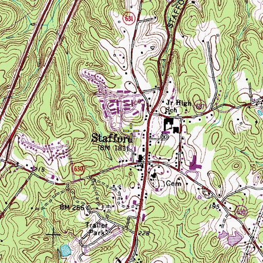 Topographic Map of Stafford County Fire and Rescue Department Emergency Medical Services Station 1 Stafford, VA