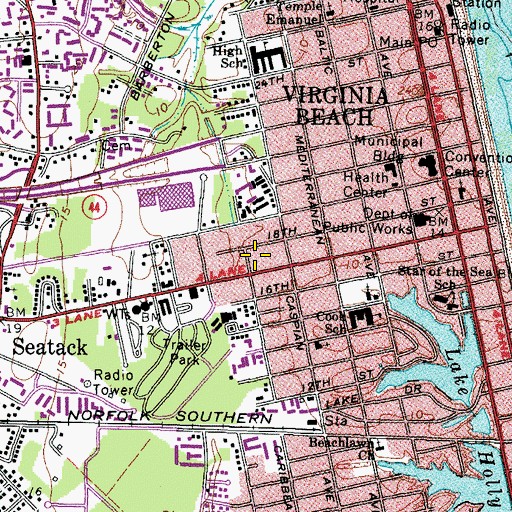 Topographic Map of Virginia Beach Volunteer Emergency Medical Services Station 14 Virginia Beach, VA