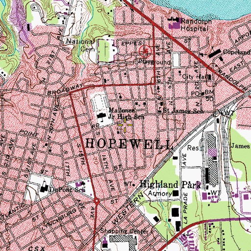 Topographic Map of Hopewell Emergency Crew, VA