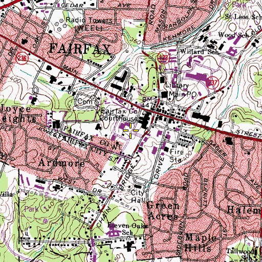 Topographic Map of Fairfax County Fire Chief's Office, VA