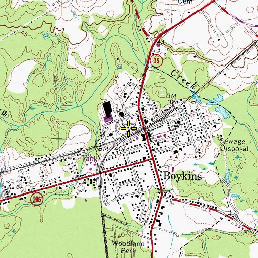 Topographic Map of Boykins Volunteer Fire Department and Rescue Squad, VA