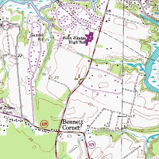 Topographic Map of Suffolk Department of Fire and Rescue Station 10 Driver Volunteer Fire Department, VA