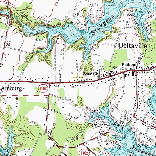 Topographic Map of Lower Middlesex Volunteer Fire Department, VA