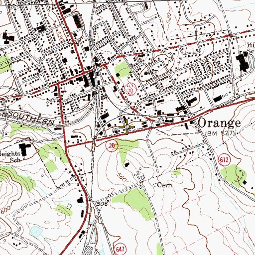 Topographic Map of Orange County Rescue Squad, VA