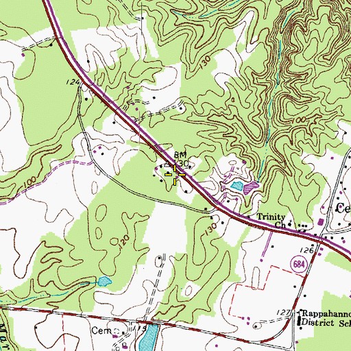 Topographic Map of Tappahannock - Essex Volunteer Fire Department Station 2, VA