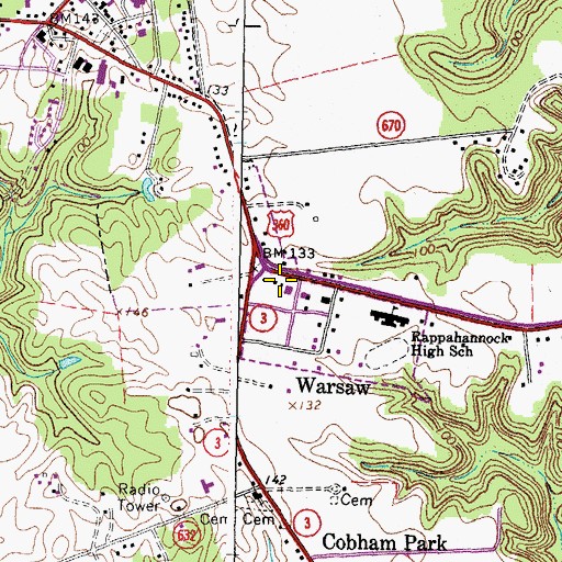 Topographic Map of Richmond County Rescue Squad, VA