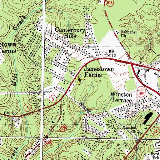 Topographic Map of James City County Fire Department / Ambulance Station 3, VA