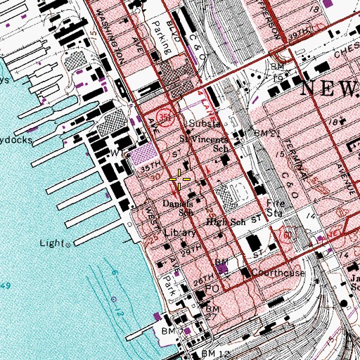 Topographic Map of Newport News Fire and Emergency Medical Services Station 1, VA