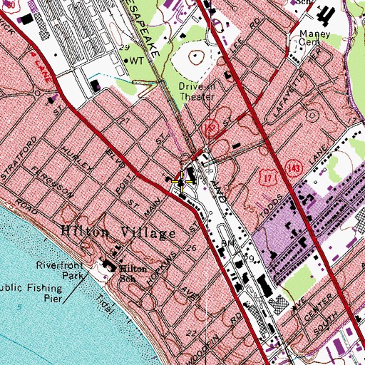 Topographic Map of Newport News Fire and Emergency Medical Services Station 3, VA