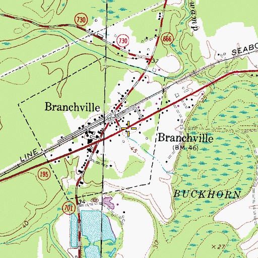 Topographic Map of Branchville Volunteer Fire Department, VA