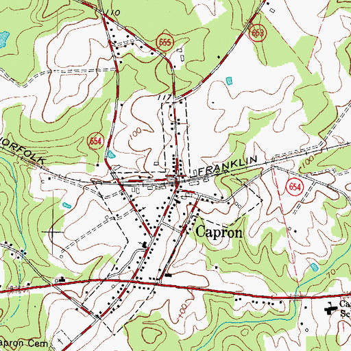 Topographic Map of Capron Volunteer Fire and First Aid Squad, VA