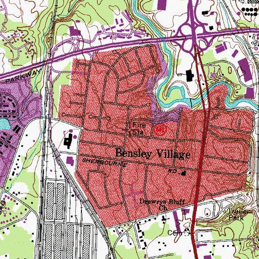 Topographic Map of Chesterfield Fire and Emergency Medical Services Station 3 Bensley, VA