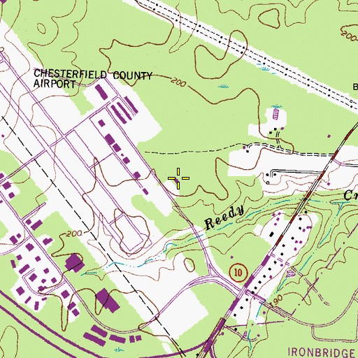 Topographic Map of Chesterfield Fire and Emergency Medical Services Station 15 Airport, VA