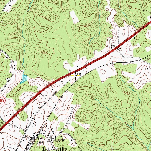 Topographic Map of Amelia County Volunteer Fire Department Company 3 Jetersville, VA