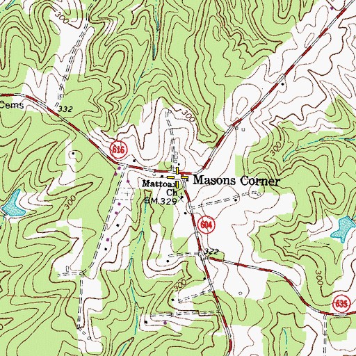 Topographic Map of Amelia County Volunteer Fire Department Company 4 Mattoax, VA