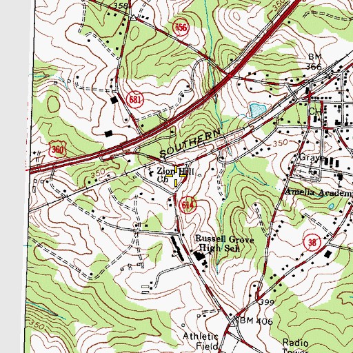 Topographic Map of Amelia Emergency Squad, VA