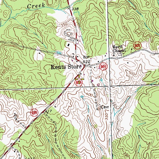 Topographic Map of Kents Store Rescue Station, VA