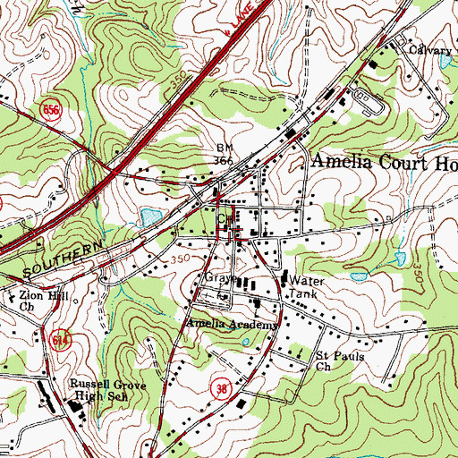 Topographic Map of Amelia County Sheriff's Office, VA