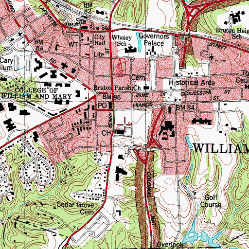 Topographic Map of James City County Sheriff's Office, VA