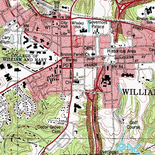 Topographic Map of James City County Sheriff's Office, VA