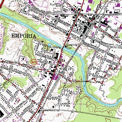 Topographic Map of Emporia City Sheriff's Office, VA