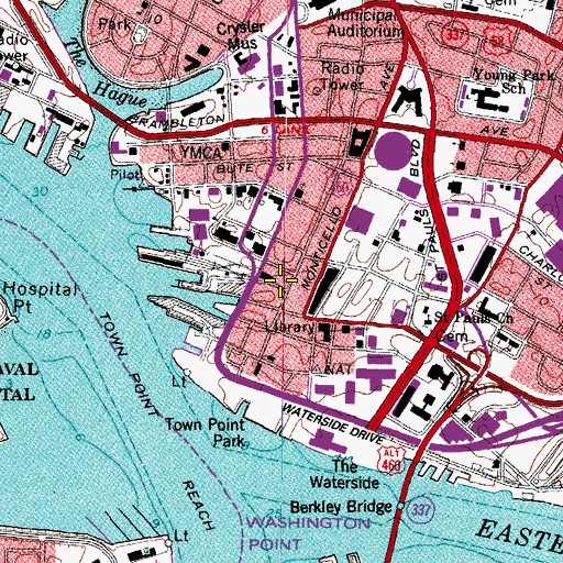 Topographic Map of Norfolk Police Department, VA