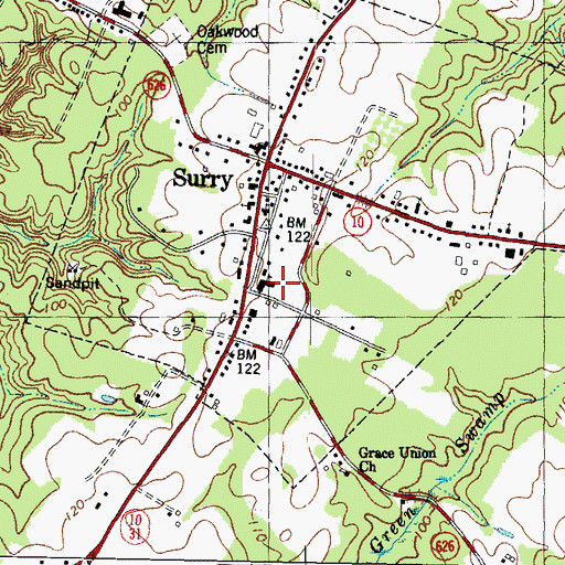 Topographic Map of Surry County Sheriff's Office, VA