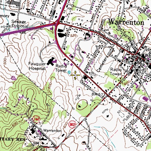 Topographic Map of Warrenton Police Department, VA
