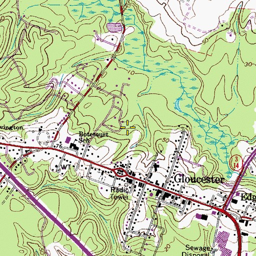 Topographic Map of Gloucester County Sheriff's Office, VA