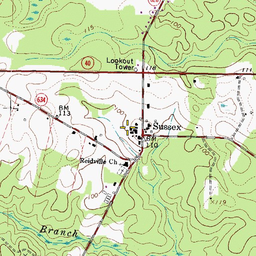 Topographic Map of Sussex County Sheriff's Office, VA