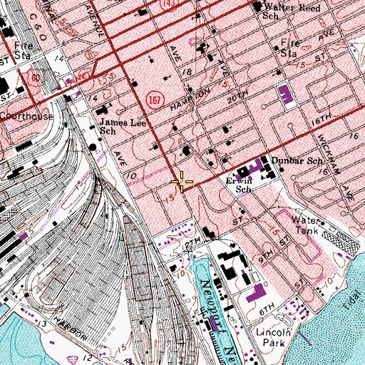 Topographic Map of Newport News Police Department, VA