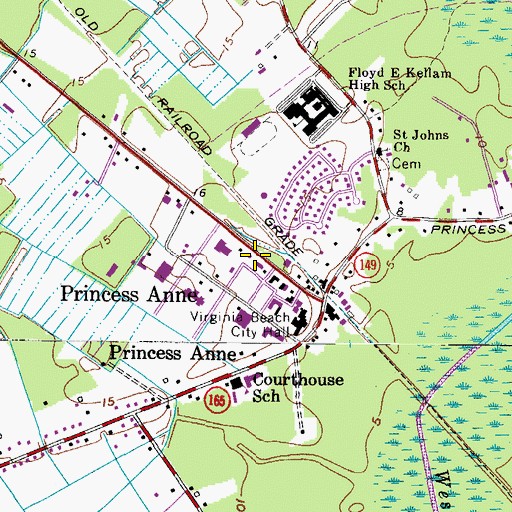 Topographic Map of Virginia Beach Crime Prevention Unit, VA