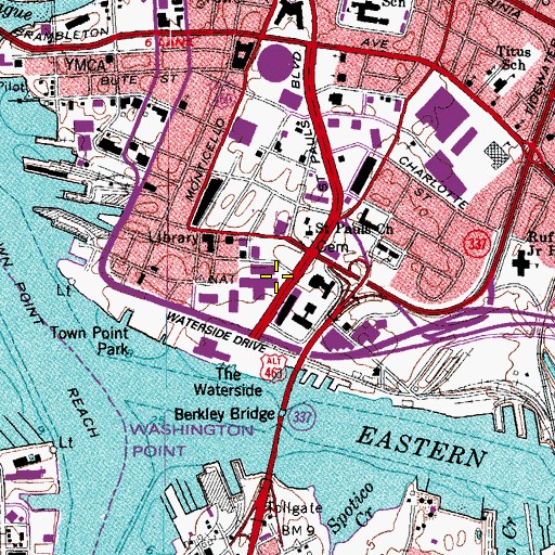 Topographic Map of Norfolk Sheriff's Civil Process, VA