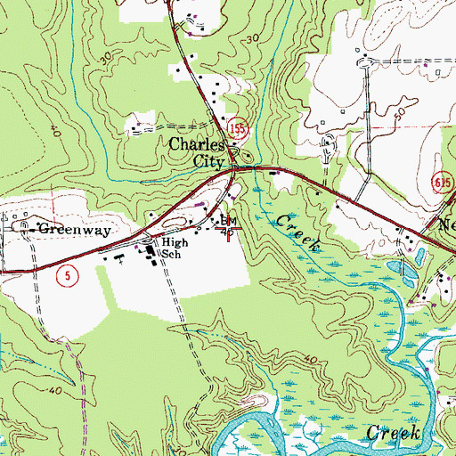 Topographic Map of Charles City County Sheriff's Office, VA